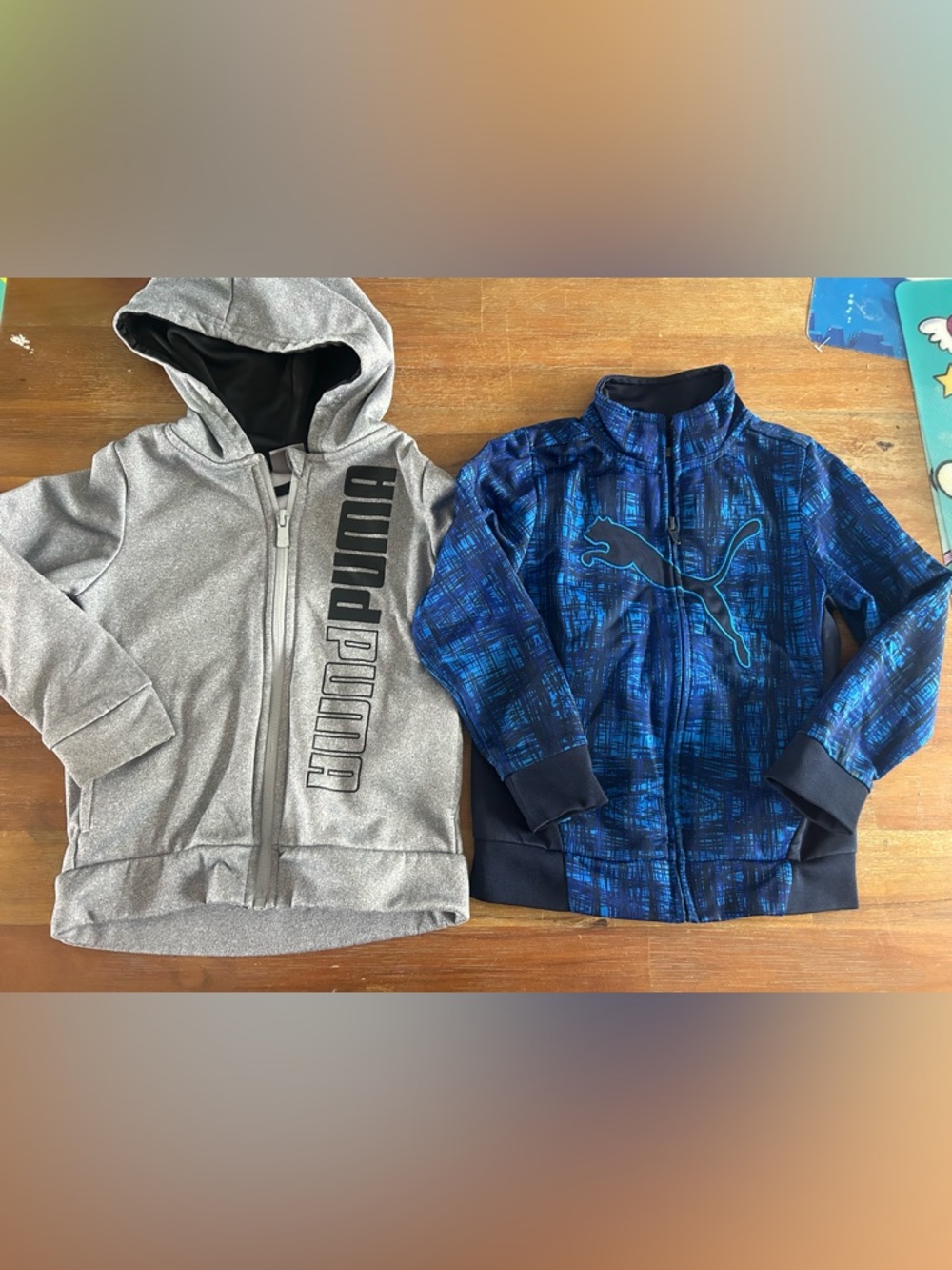 Puma Kids Silver Hooded Jacket & Blue Graphic Zip Jacket